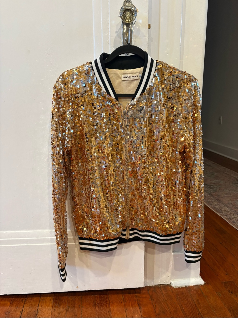 Gold Sequin Bomber Jacket